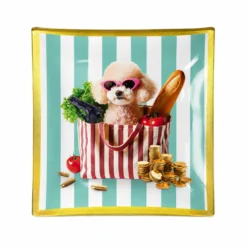 Piattino decorativo vetro 15x15 cm Cane tiffany