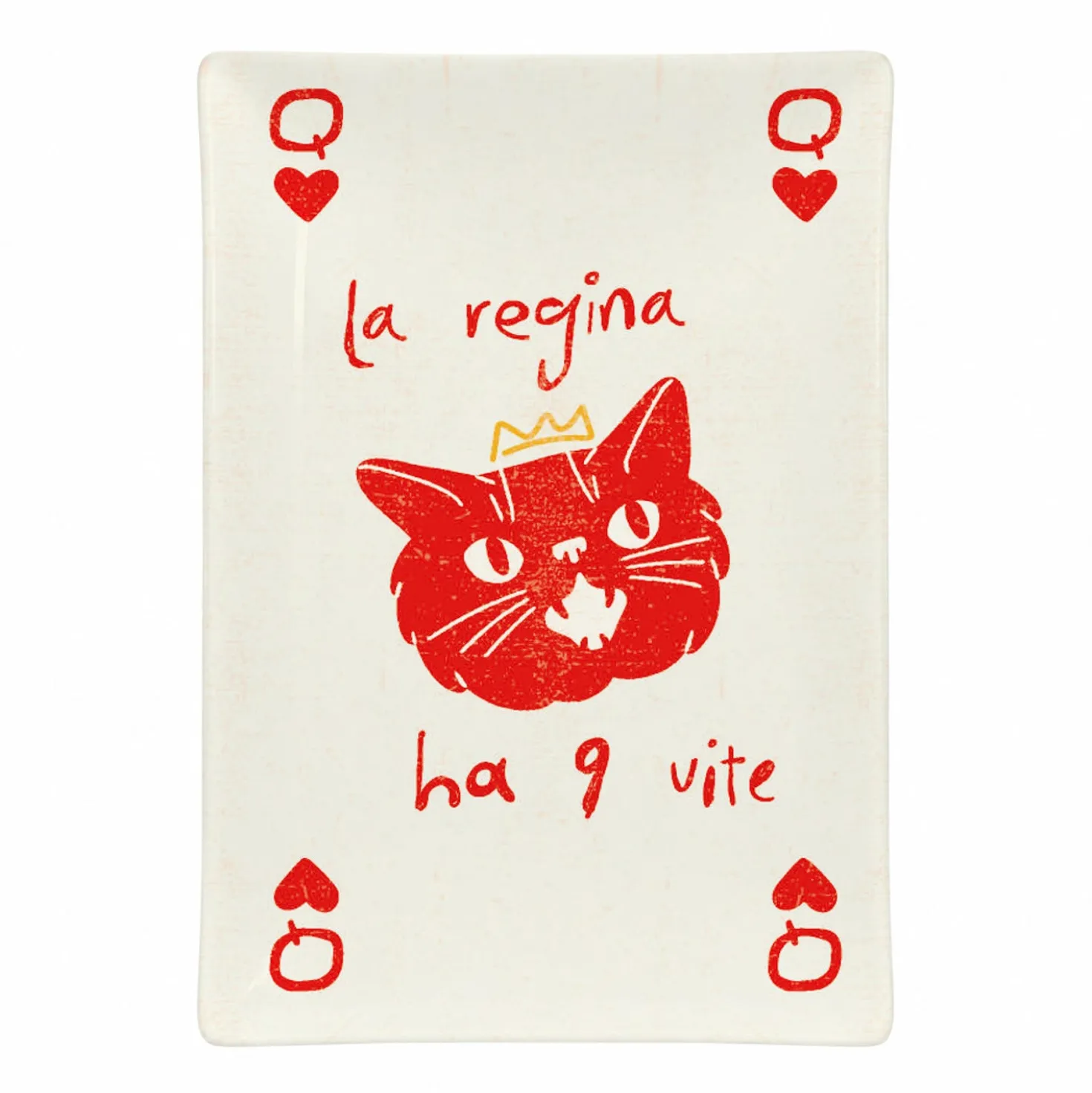 Piattino decorativo vetro 22x15 cm Carta gatta regina