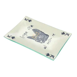 Piattino decorativo vetro 22x15 cm Carta re gatto