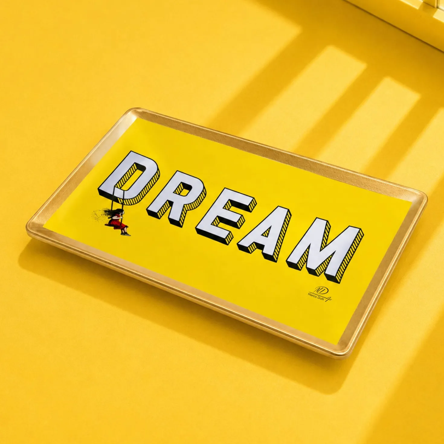 Piattino decorativo vetro 16x12 cm Dream giallo