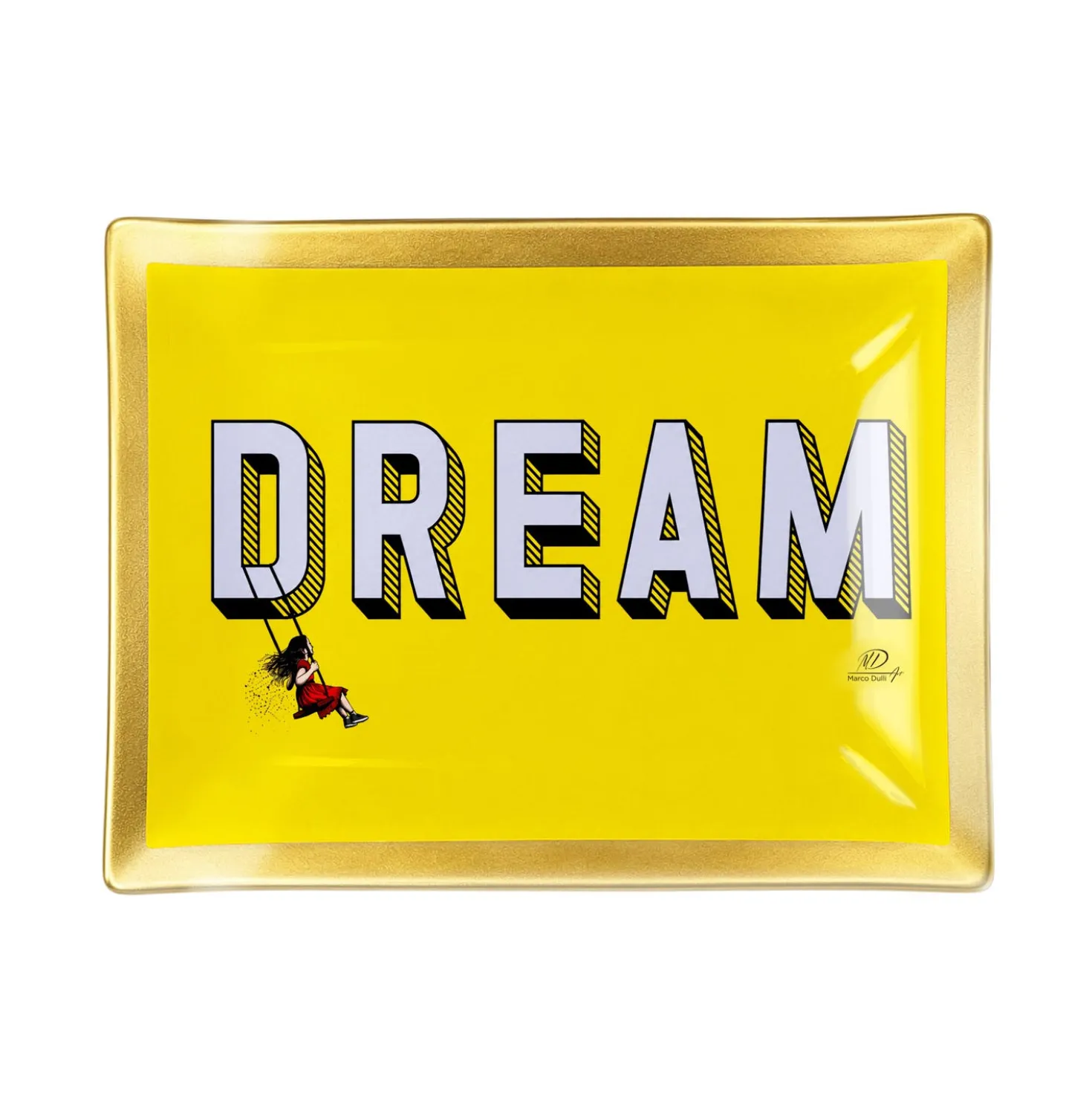 Piattino decorativo vetro 16x12 cm Dream giallo