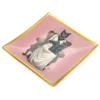 Piattino decorativo vetro 25x25 cm Gatti rosa