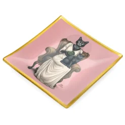 Piattino decorativo vetro 25x25 cm Gatti rosa