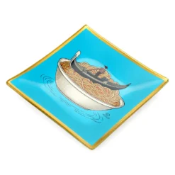 Piattino decorativo vetro 15x15 cm Gondola azzurro