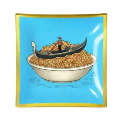 Piattino decorativo vetro 15x15 cm Gondola azzurro