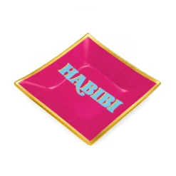 Piattino decorativo vetro 13x13 cm Habibi rosa