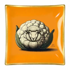 Piattino decorativo vetro 20x20 cm Pecora arancione