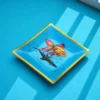 Piattino decorativo vetro 20x20 cm Pesce azzurro