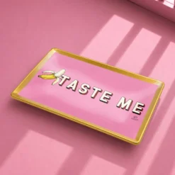 Piattino decorativo vetro 16x12 cm Taste me rosa