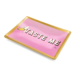 Piattino decorativo vetro 16x12 cm Taste me rosa