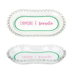 Piattino ovale vetro Amore servito Color Bloom