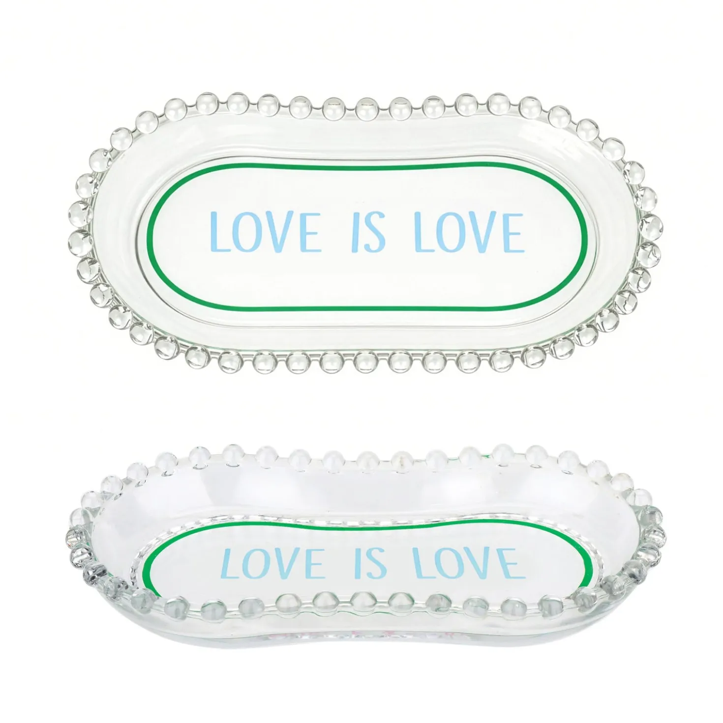 Piattino ovale vetro Love is love Color Bloom