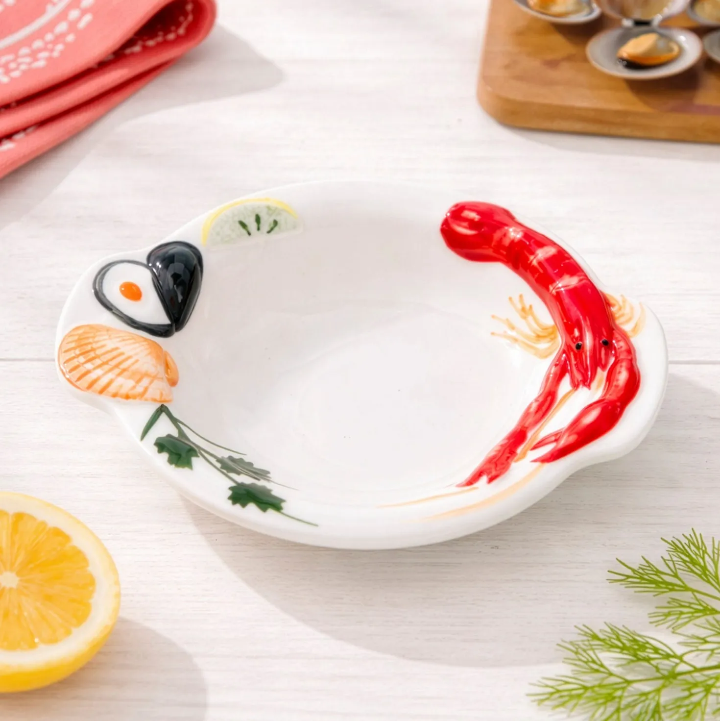 Piatto da portata fondo 19 cm ceramica gambero Sea