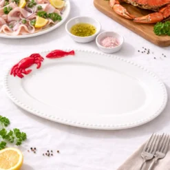 Piatto da portata ovale 33 cm ceramica granchio Sea