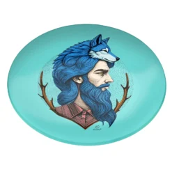 Piatto decorativo vetro 30 cm Uomo lupo azzurro
