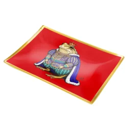 Piatto decorativo vetro 30x20 cm Re rospo rosso