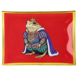Piatto decorativo vetro 30x20 cm Re rospo rosso