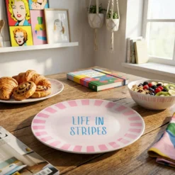Piatto dolce ceramica Life in Stripes Color Bloom