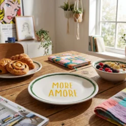 Piatto dolce ceramica More Amore Color Bloom