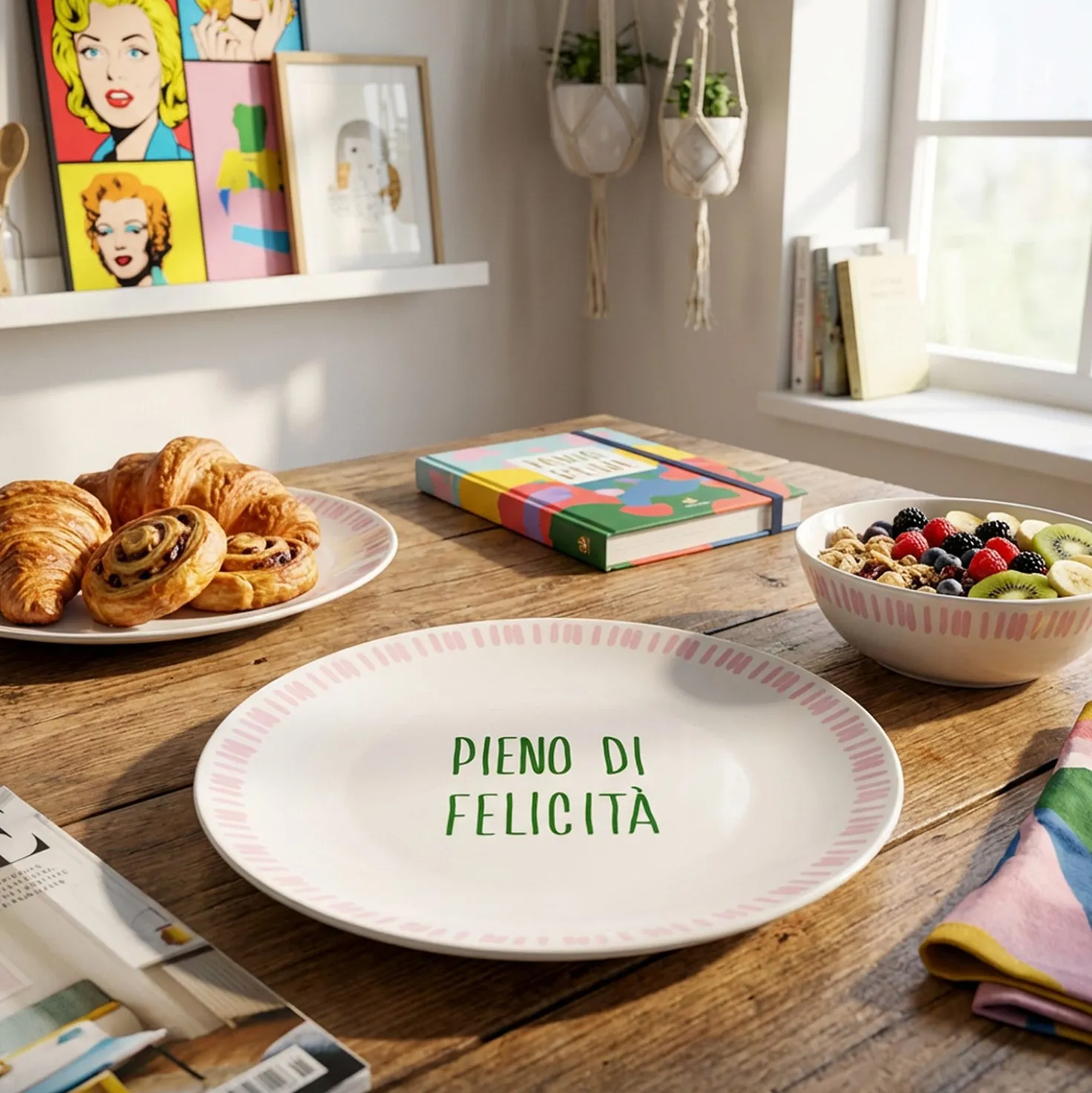 Piatto dolce ceramica Pieno di Felicità Color Bloom
