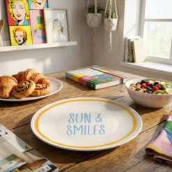 Piatto dolce ceramica Sun Smiles Color Bloom