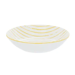 Piatto fondo bianco righe gialle porcellana Mix e Match