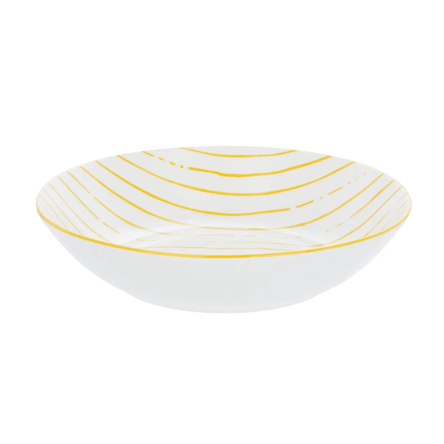 Piatto fondo bianco righe gialle porcellana Mix e Match
