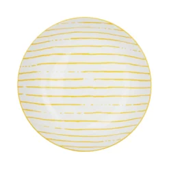 Piatto fondo bianco righe gialle porcellana Mix e Match