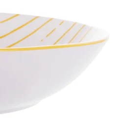 Piatto fondo bianco righe gialle porcellana Mix e Match