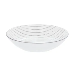 Piatto fondo bianco righe grigie porcellana Mix e Match