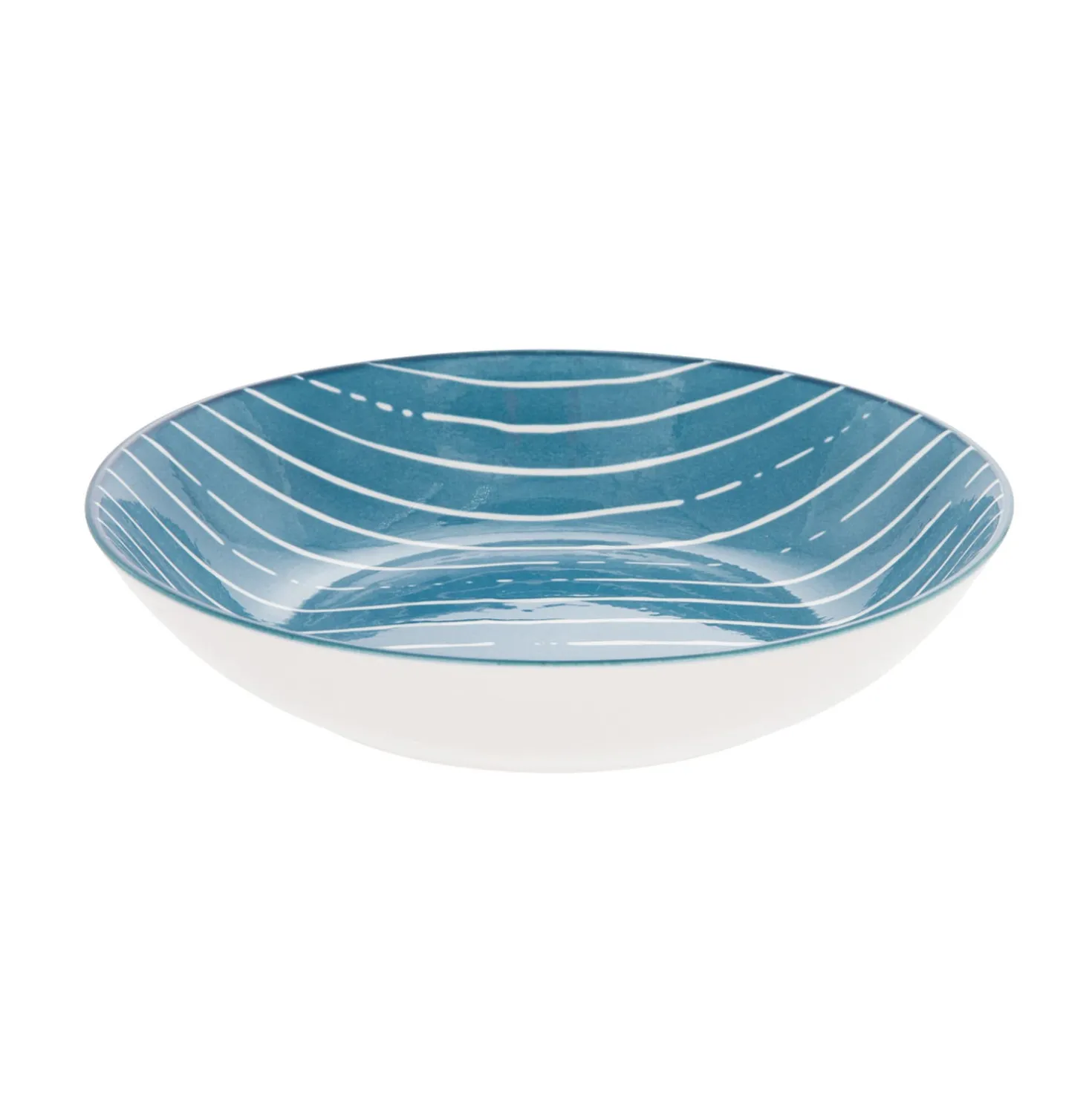 Piatto fondo blu righe bianche porcellana Mix e Match