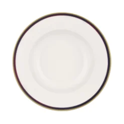 Piatto fondo con filo blu e oro in new bone china, da 22 cm