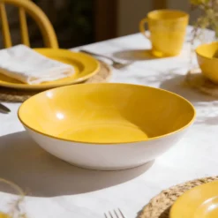 Piatto fondo giallo porcellana Mix e Match