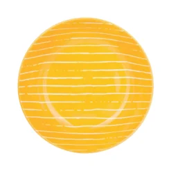 Piatto fondo giallo righe bianche porcellana Mix e Match