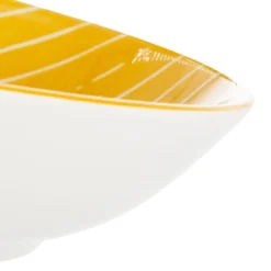 Piatto fondo giallo righe bianche porcellana Mix e Match