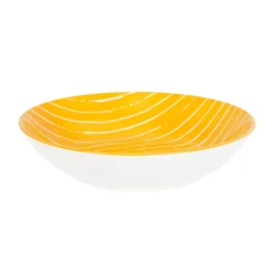 Piatto fondo giallo righe bianche porcellana Mix e Match