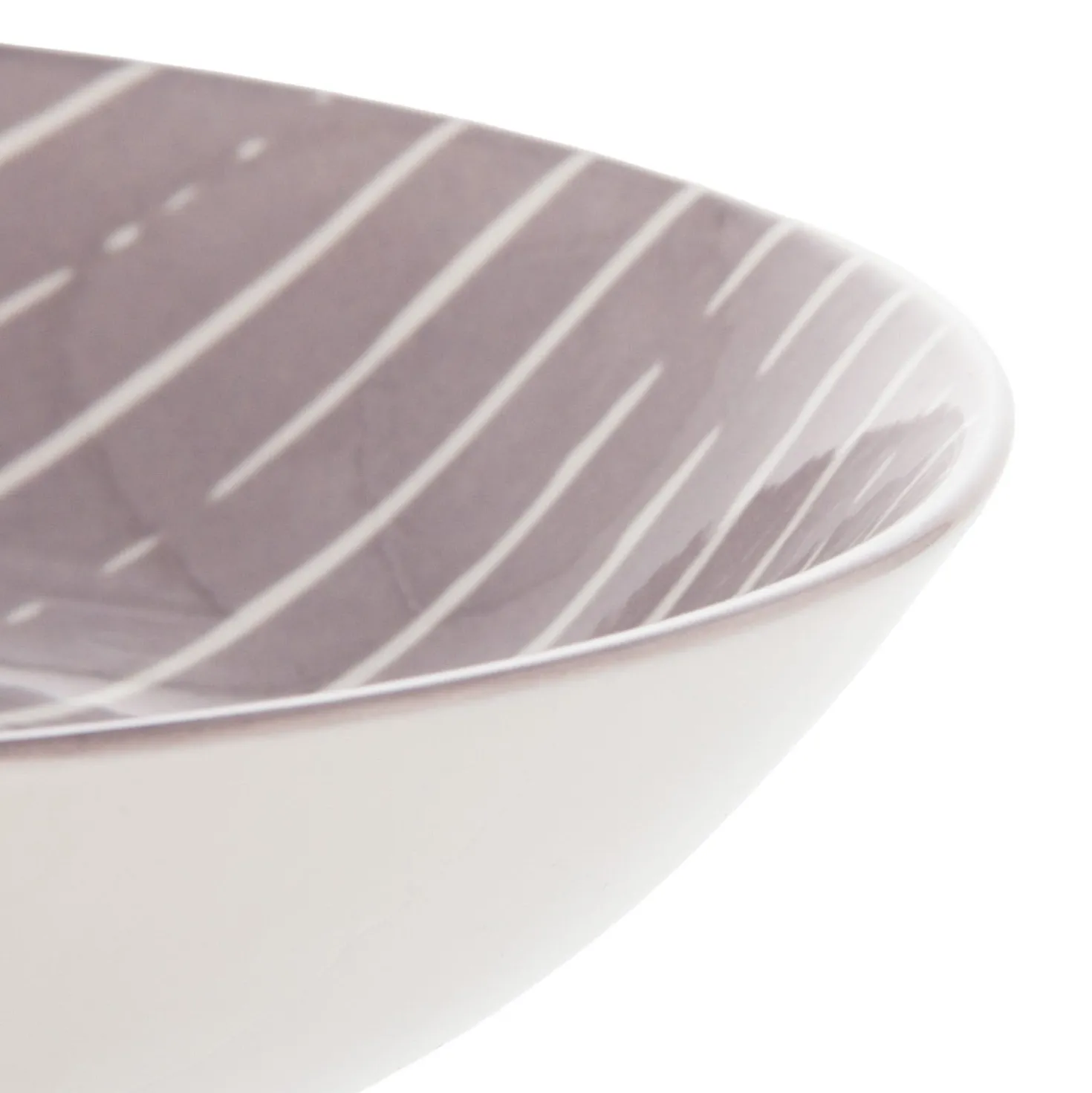 Piatto fondo grigio righe bianche porcellana Mix e Match