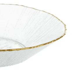 Piatto fondo in vetro bordo oro 20 cm
