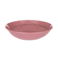 Piatto fondo malva con scritta 20 cm in stoneware