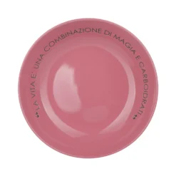 Piatto fondo malva con scritta 20 cm in stoneware