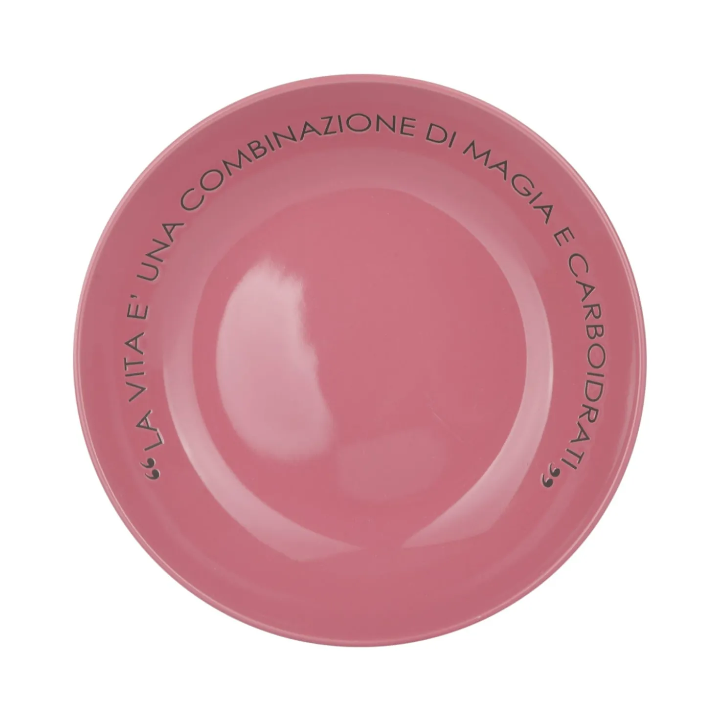 Piatto fondo malva con scritta 20 cm in stoneware