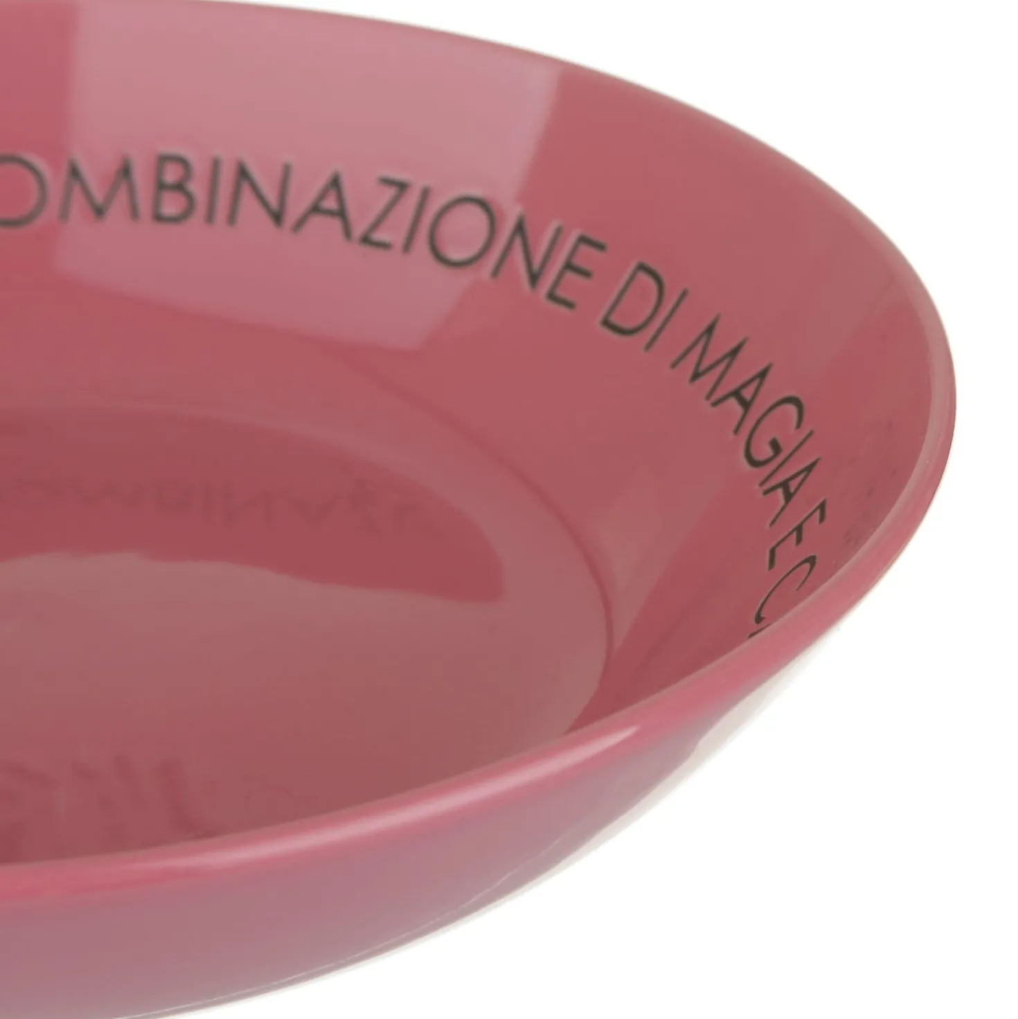 Piatto fondo malva con scritta 20 cm in stoneware