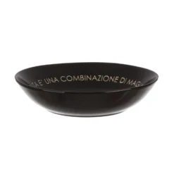 Piatto fondo nero con scritta 20 cm in stoneware