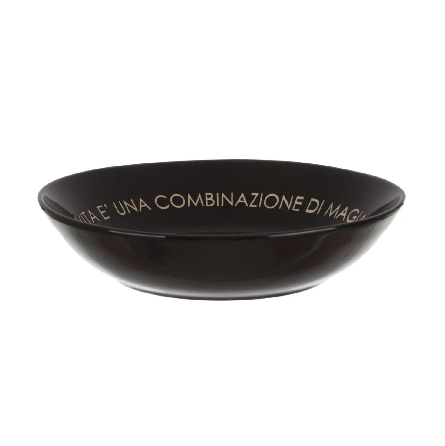 Piatto fondo nero con scritta 20 cm in stoneware