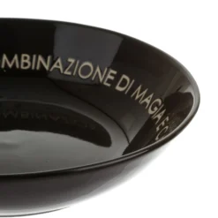 Piatto fondo nero con scritta 20 cm in stoneware