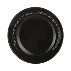 Piatto fondo nero con scritta 20 cm in stoneware