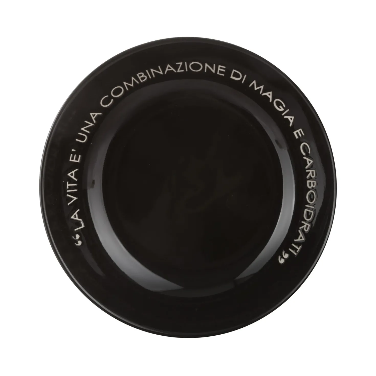 Piatto fondo nero con scritta 20 cm in stoneware