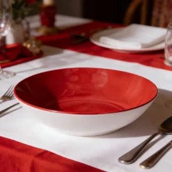 Piatto fondo rosso porcellana Mix e Match
