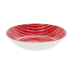 Piatto fondo rosso righe bianche porcellana Mix e Match
