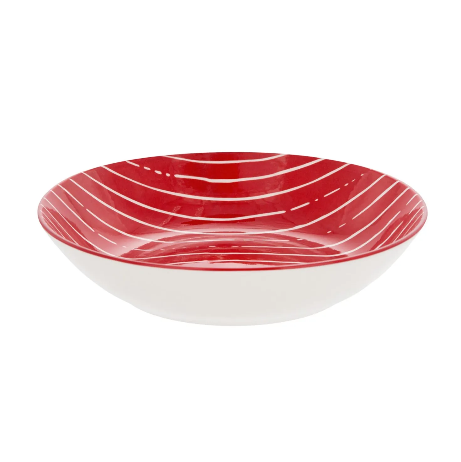 Piatto fondo rosso righe bianche porcellana Mix e Match
